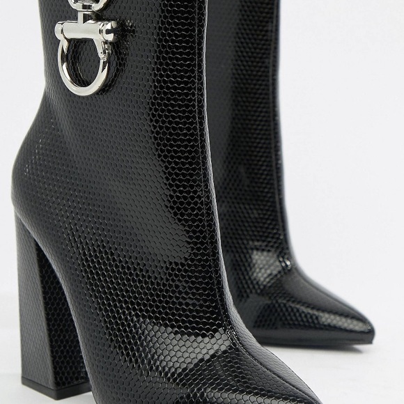 Public Desire Forever black croc silver hardwear boots - Black croc / US 7 - Picture 2 of 4